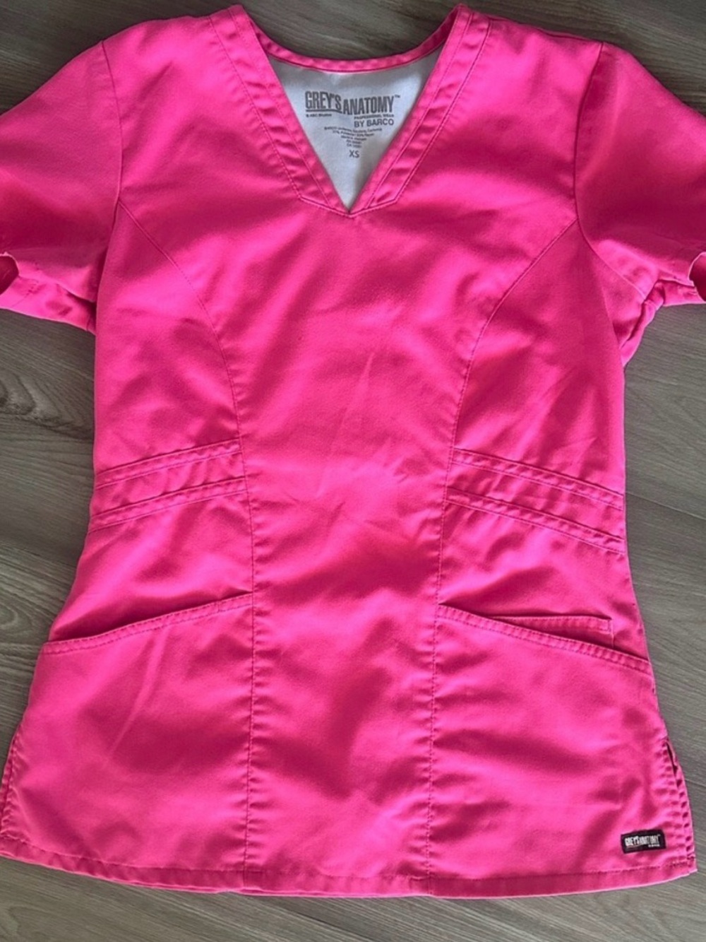 Grey's Anatomy Bright Pink V-Neck Scrub Top